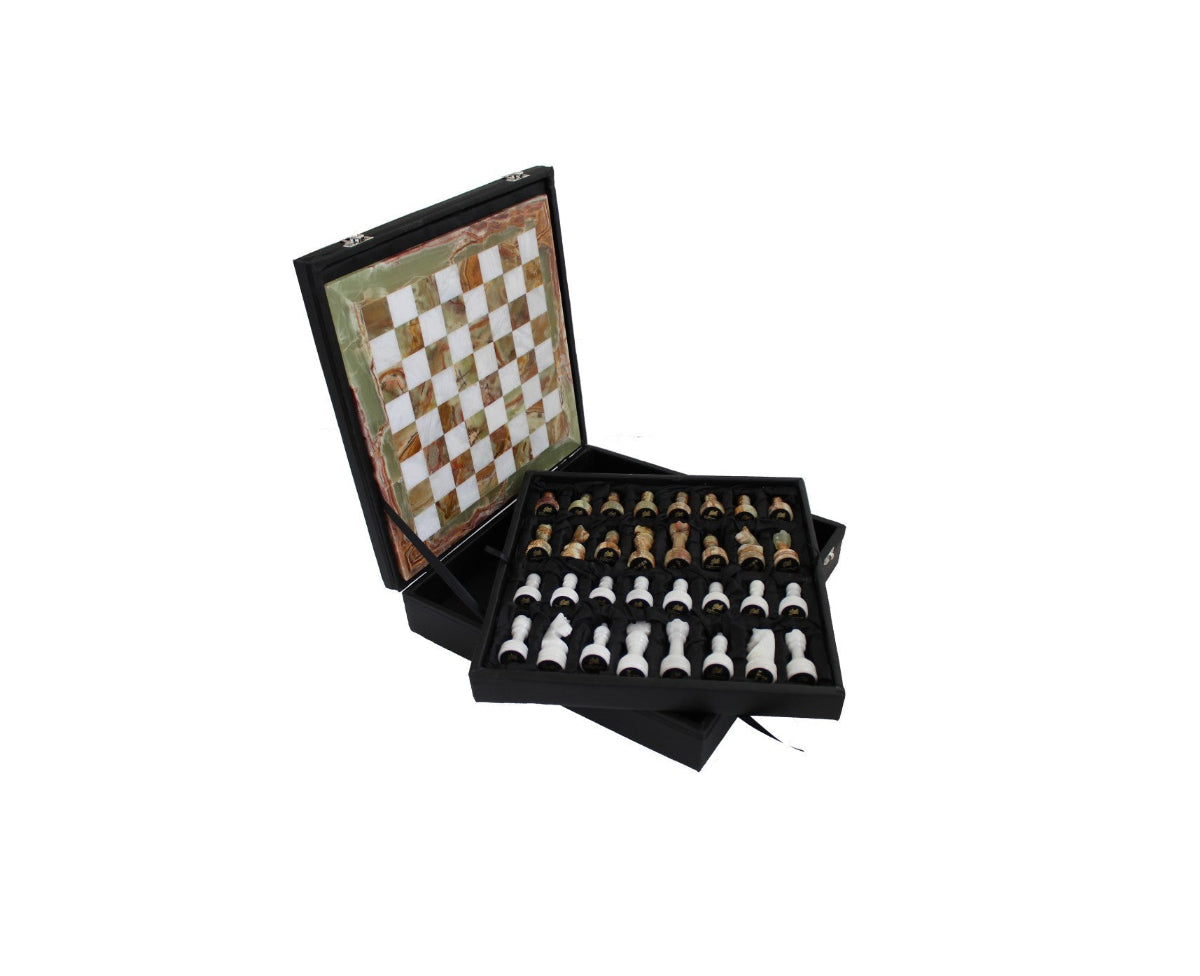 Grenn Onix And White Marble Chess Set