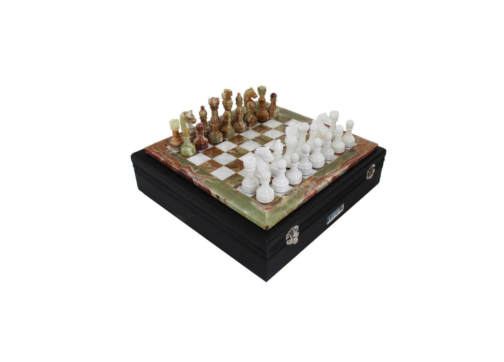 Grenn Onix And White Marble Chess Set