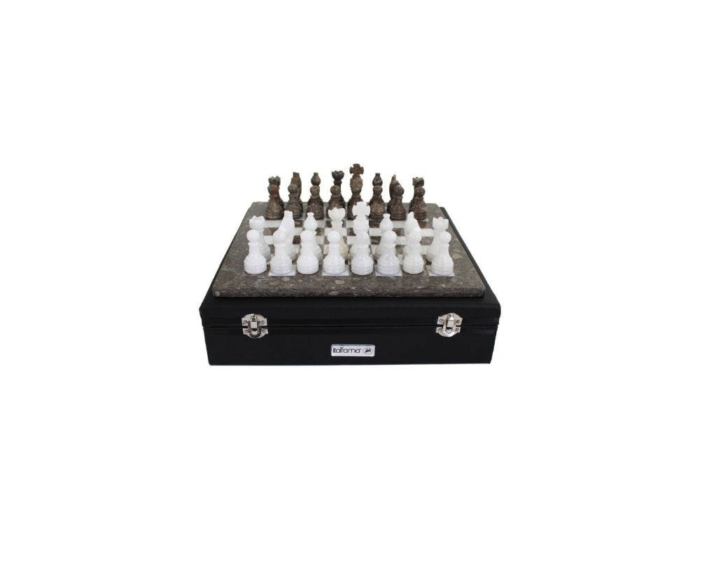 Grey and White Marble Chess Set
