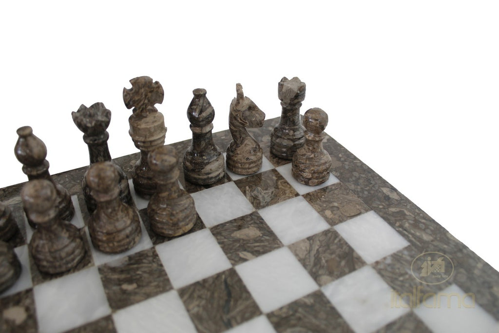 Grey and White Marble Chess Set
