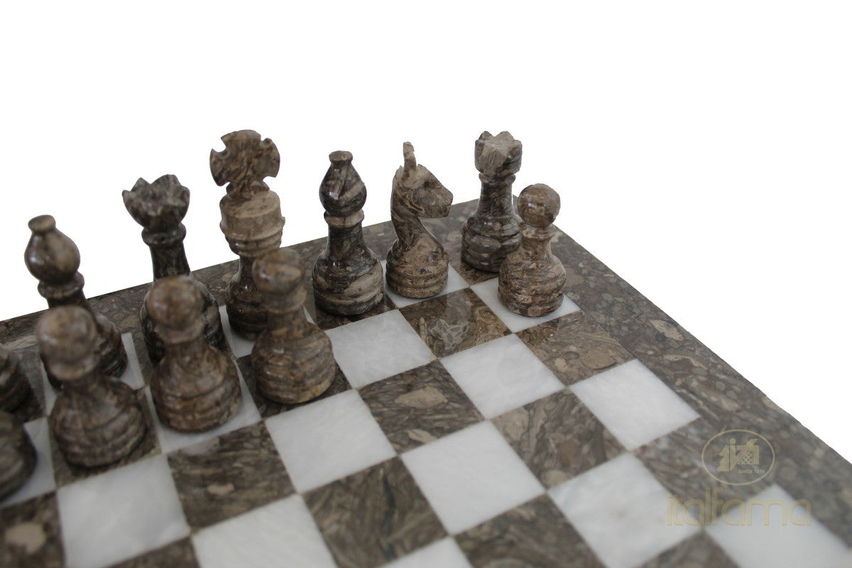 Grey and White Marble Chess Set